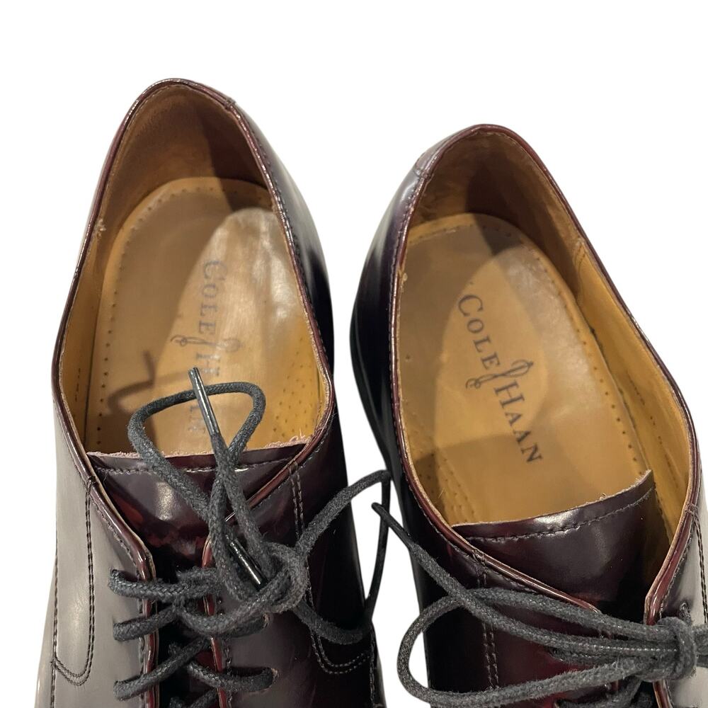 Cole Haan Leather Lace Up Dress Shoes Men 11 Brown Burgundy Cap Toe Oxford READ - Picture 8 of 15
